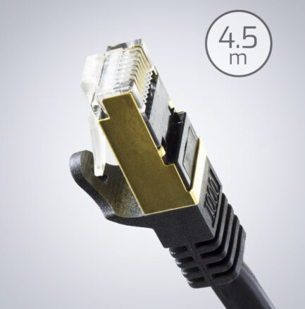 Ethernet Cat6a STP Patchkabel - 4,5m, Schwarz, Rastnasenschutz